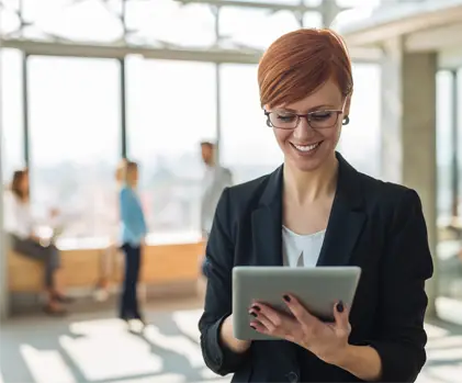 Businesswoman, Tablet, cloud, IT Services, Konica-Minolta, Tri-Copy Office Equipment