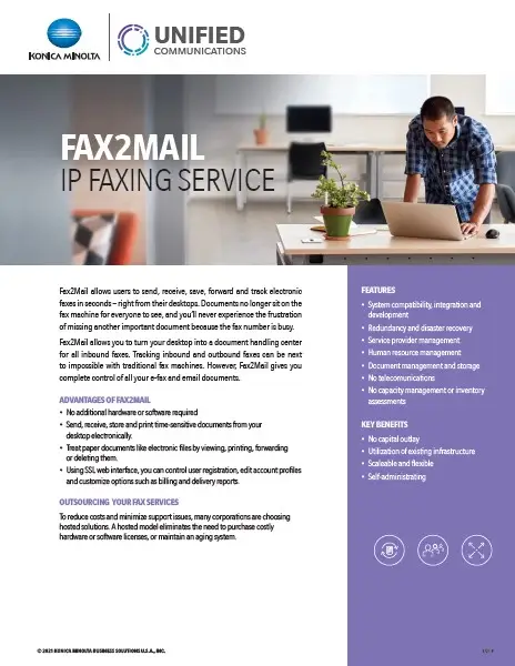 Unified Communications, FAX2MAIL, IP Faxing, Service, Konica Minolta, Tri-Copy Office Equipment