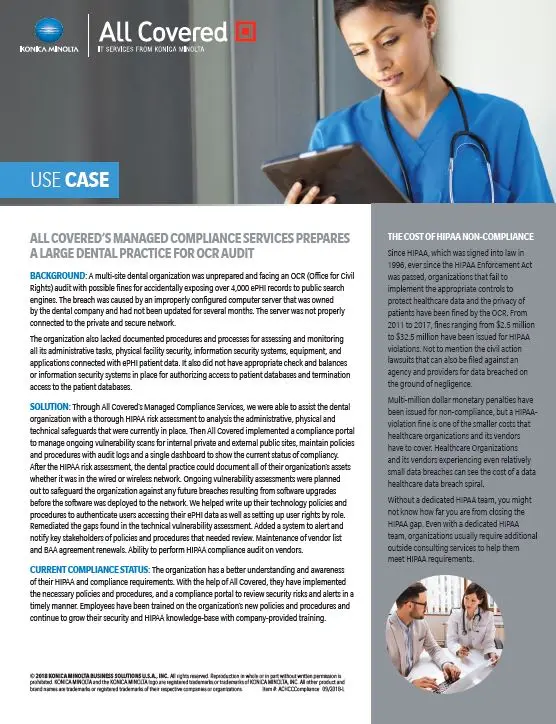 All Covered, HIPAA, Case Study, Konica-Minolta, Tri-Copy Office Equipment