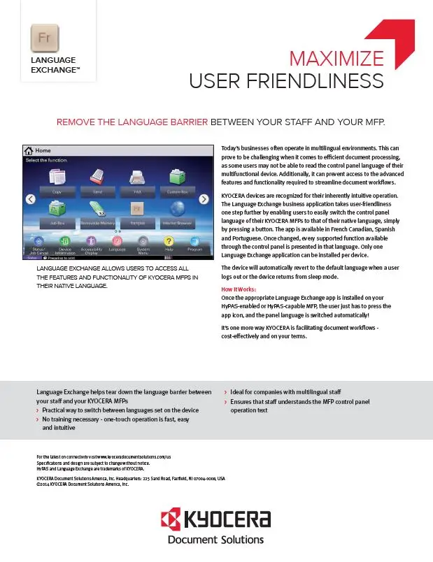 Kyocera, Software, Network Device Management, Language Exchange, Tri-Copy Office Equipment
